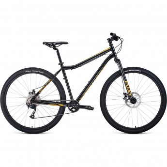 Велосипед FORWARD SPORTING 29 X disc (2020) черный/золотой с рамой 21" Велосипед FORWARD SPORTING 29 X disc (2020) черный/золотой с рамой 21"