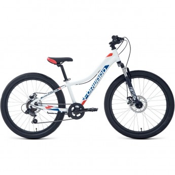 Велосипед FORWARD TWISTER 24 2.0 D FR, рама 12", 2023, белый/красный Велосипед FORWARD TWISTER 24 2.0 D FR, рама 12", 2023, белый/красный